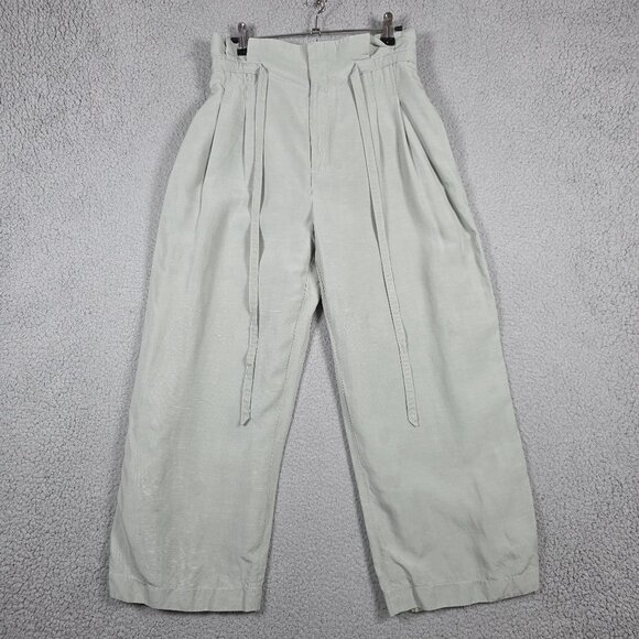 Club Monaco Pull On Pant Size 6 Wide Leg Woven Linen Cropped Relaxed Chic - Picture 1 of 12